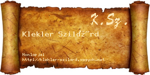 Klekler Szilárd névjegykártya